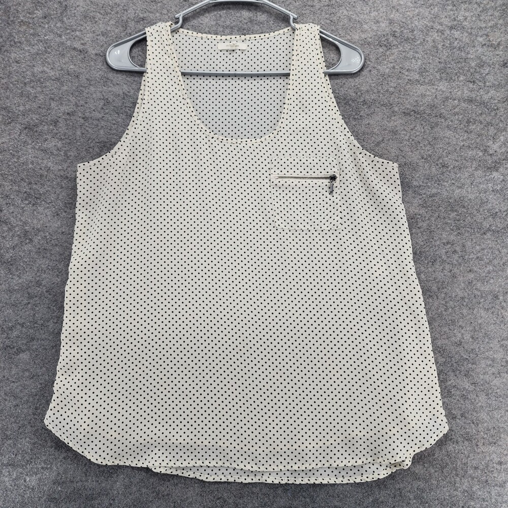 Maurices Shirt Womens Large Off White Ivory Polka Dot Sleeveless